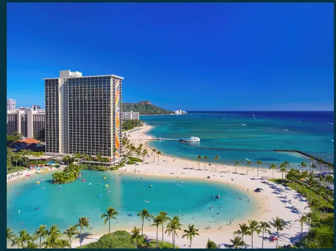 Oceanfront resort along the Hawaiian coast