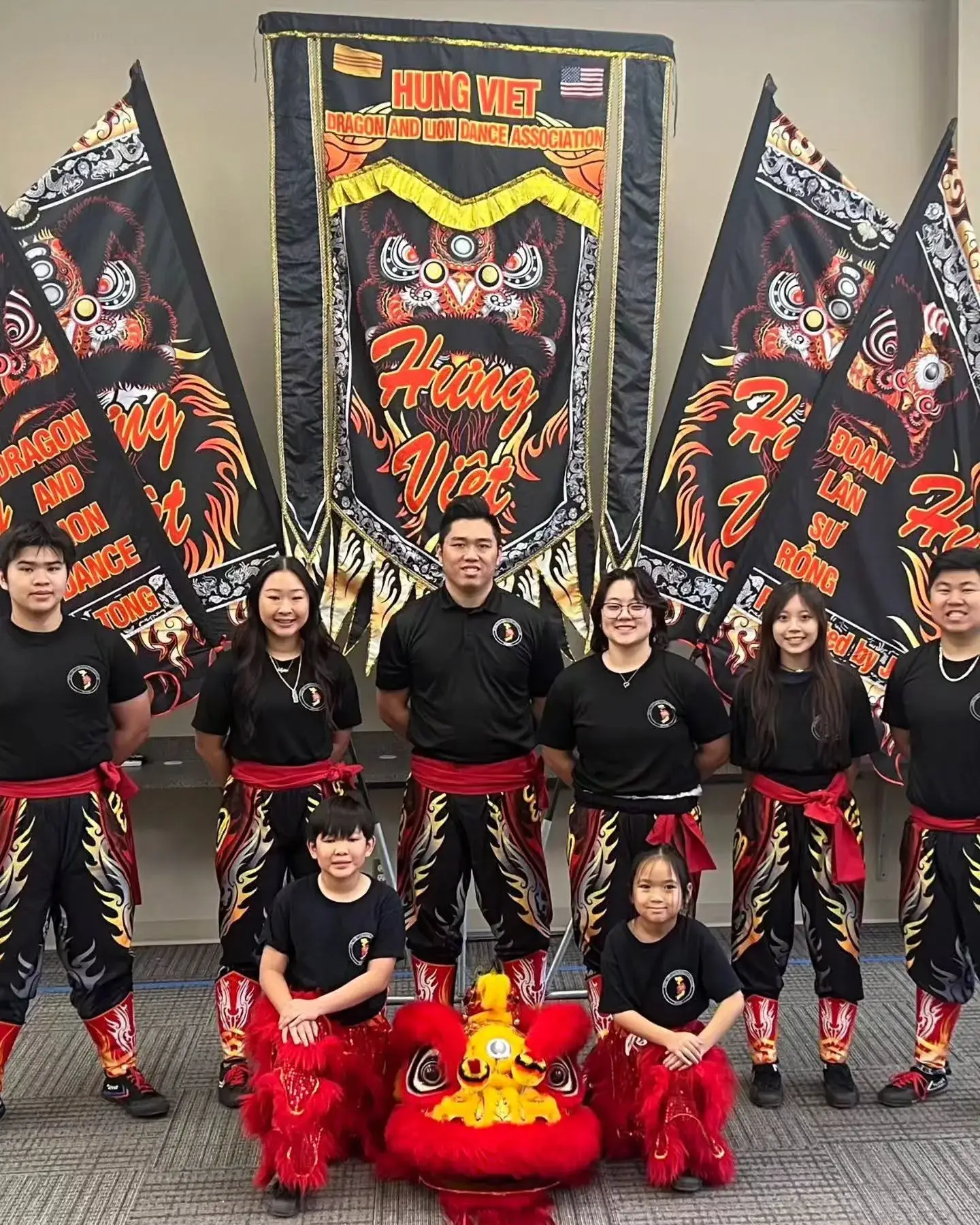 Hung Viet Dragon and Lion Dance Association team with their lion costumes
